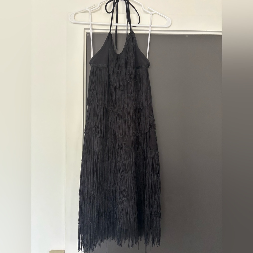 Lulu's Black Fringe Maxi Dress